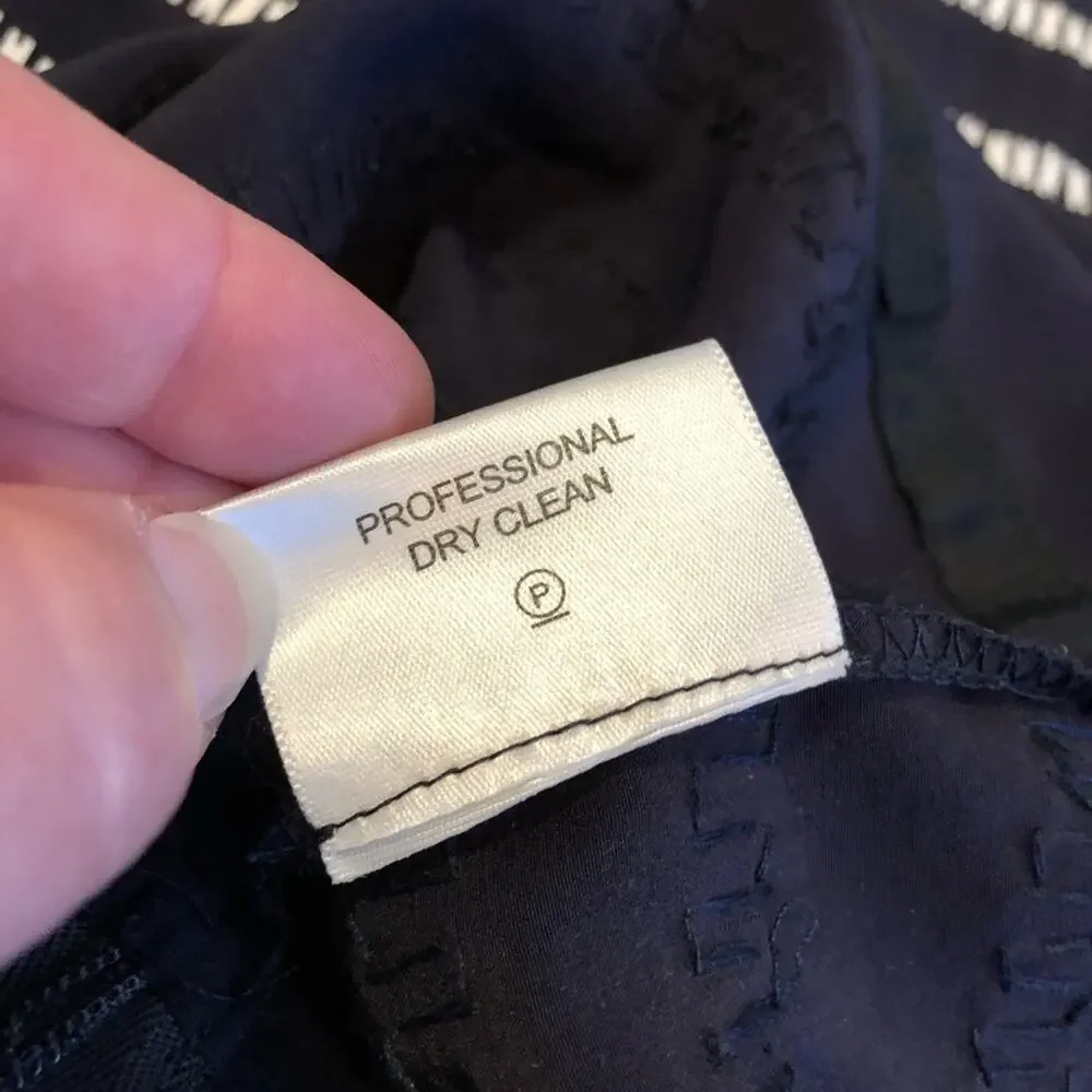Tory Burch navy blue white rectangle sequin silk top size 4